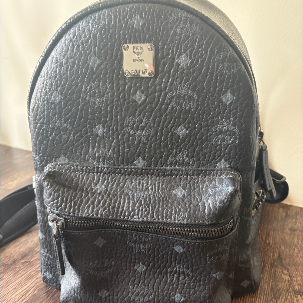 MCM Black Leather Backpack